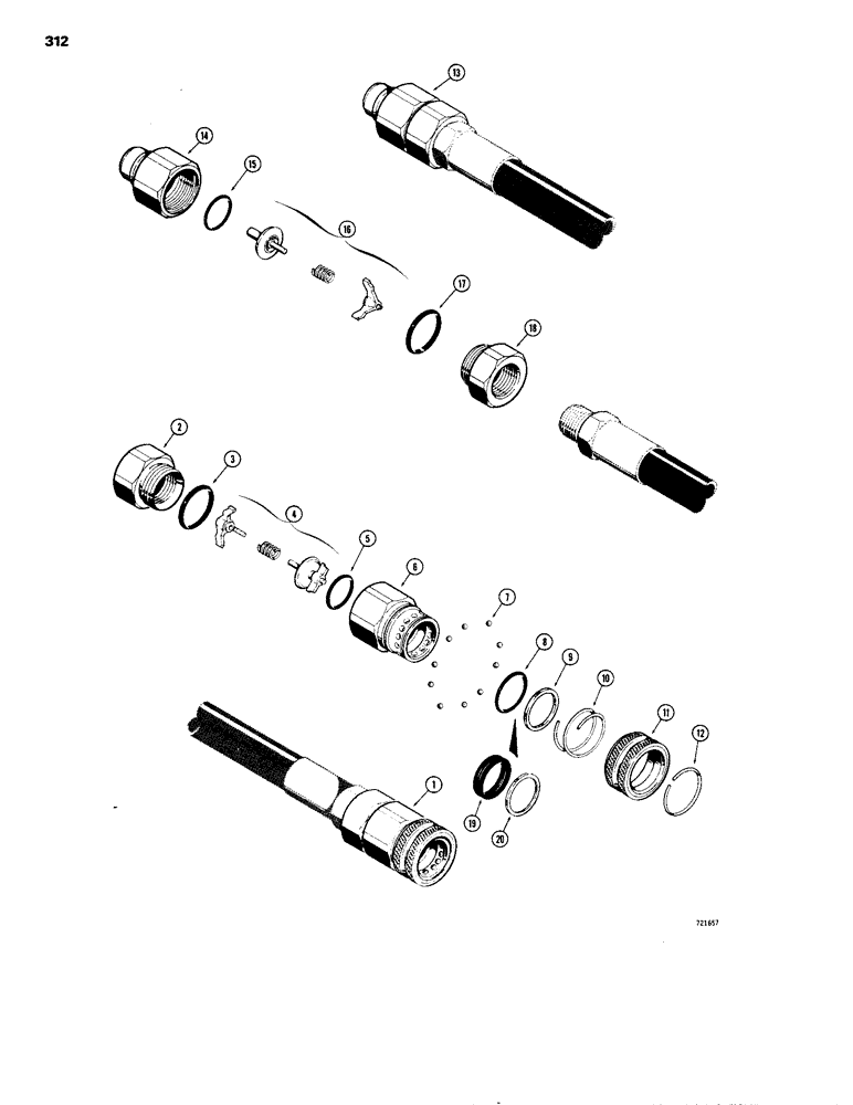 Схема запчастей Case 1150B - (312) - HYDRAULIC QUICK DISCONNECT COUPLINGS, FEMALE COUPLING (07) - HYDRAULIC SYSTEM