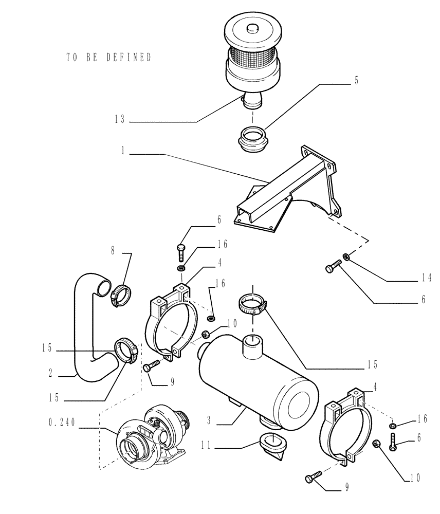 Схема запчастей Case 1850K - (0.540[01]) - DRY AIR CLEANER (01) - ENGINE