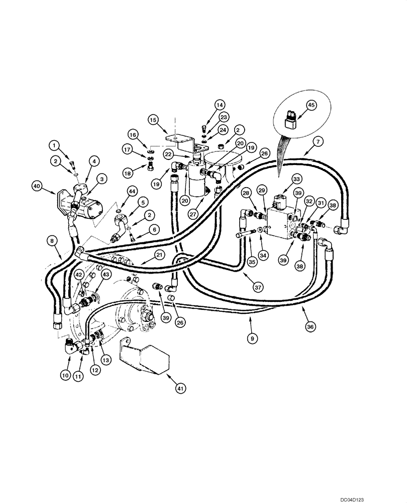 Схема запчастей Case 885 - (08.37[00]) - DIFFERENTIAL LOCK - CIRCUIT (08) - HYDRAULICS