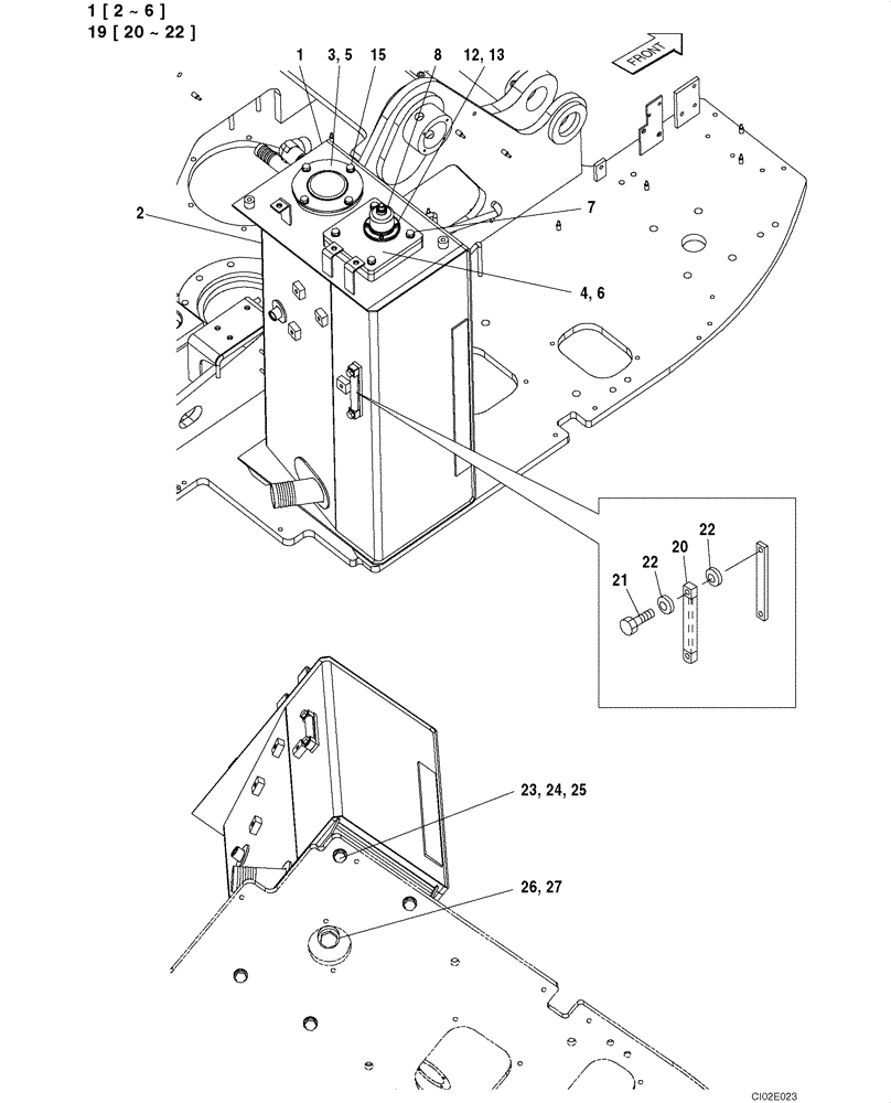 Схема запчастей Case CX135SR - (08-001) - HYDRAULIC RESERVOIR (08) - HYDRAULICS