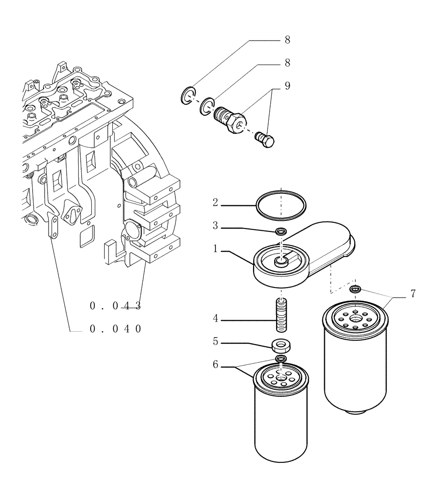 Схема запчастей Case 1850K - (0.200[01]) - FUEL FILTER (01) - ENGINE