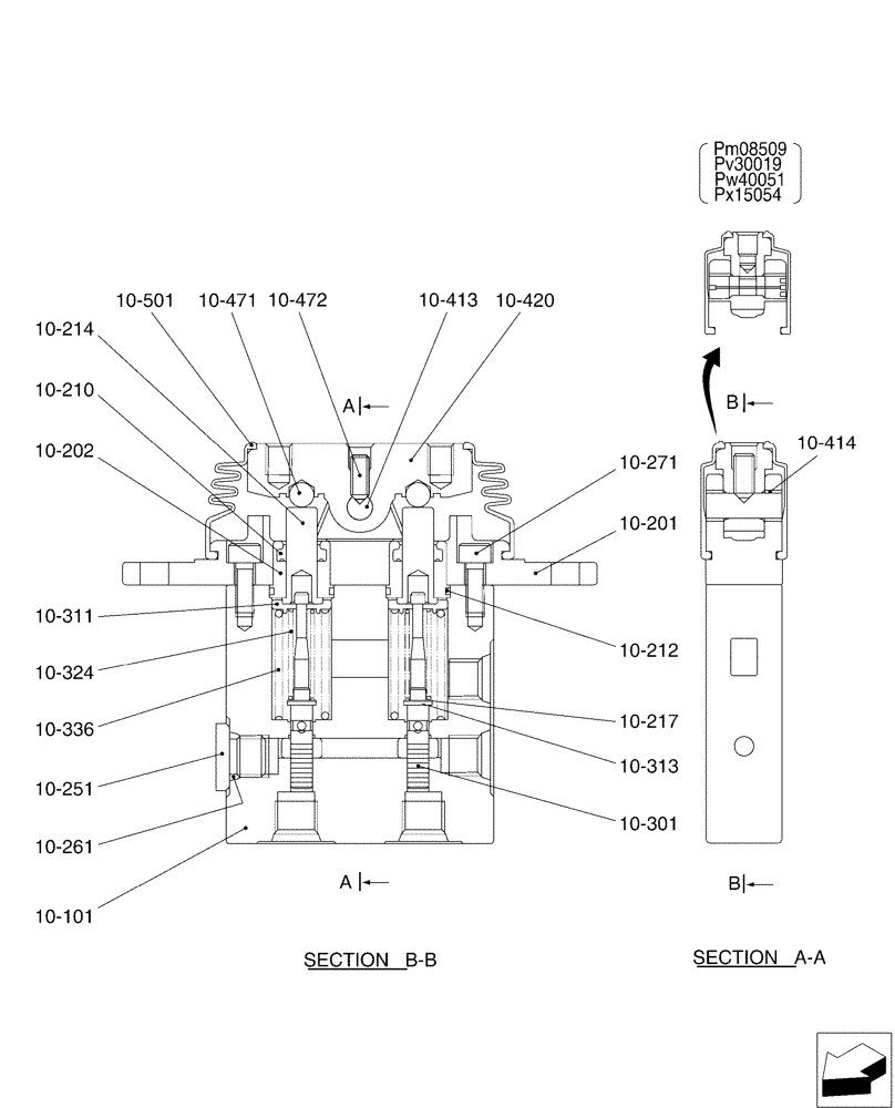 Схема запчастей Case CX50B - (01-047[01]) - CONTROL LINES, REMOTE, DOZER (35) - HYDRAULIC SYSTEMS