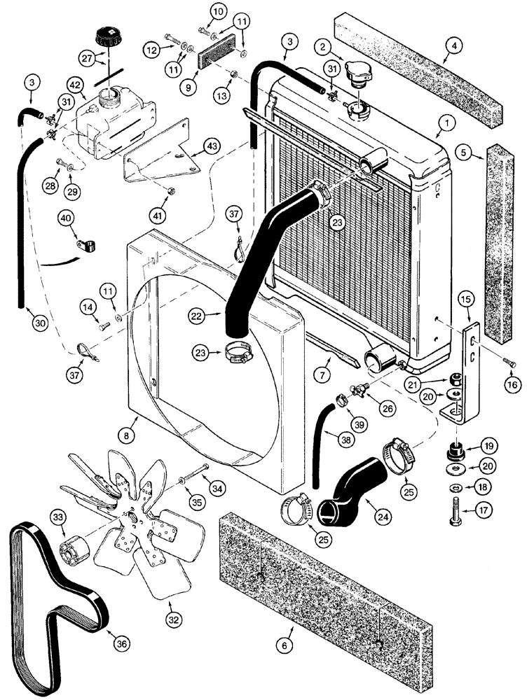 Схема запчастей Case 960 - (02-01) - RADIATOR FAN (02) - ENGINE