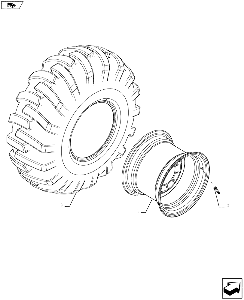 Схема запчастей Case 590SN - (44.520.0101) - VAR - 423018 - WHEELS, REAR - TIRES (44) - WHEELS