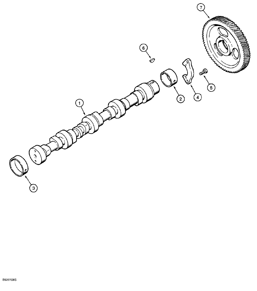 Схема запчастей Case 650G - (2-36) - CAMSHAFT (PRIOR TO P.I.N. JJG0216449) (02) - ENGINE