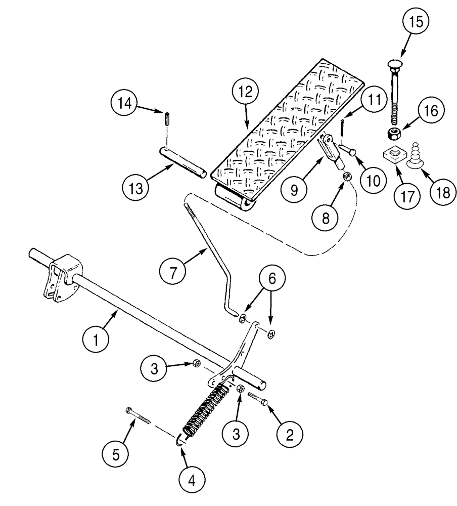 Схема запчастей Case 550H - (3-04) - CONTROLS, THROTTLE - PEDAL, ACCELERATOR, MODELS WITHOUT DECELERATOR (03) - FUEL SYSTEM