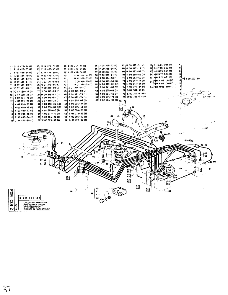 Схема запчастей Case SC150K - (037) - POWER SUPPLY CIRCUIT 