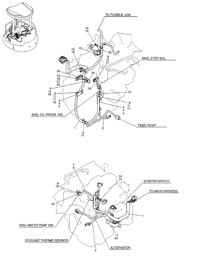 Схема запчастей Case CX27B PV13 - (01-079) - HARNESS ASSY, ENGINE (05) - SUPERSTRUCTURE