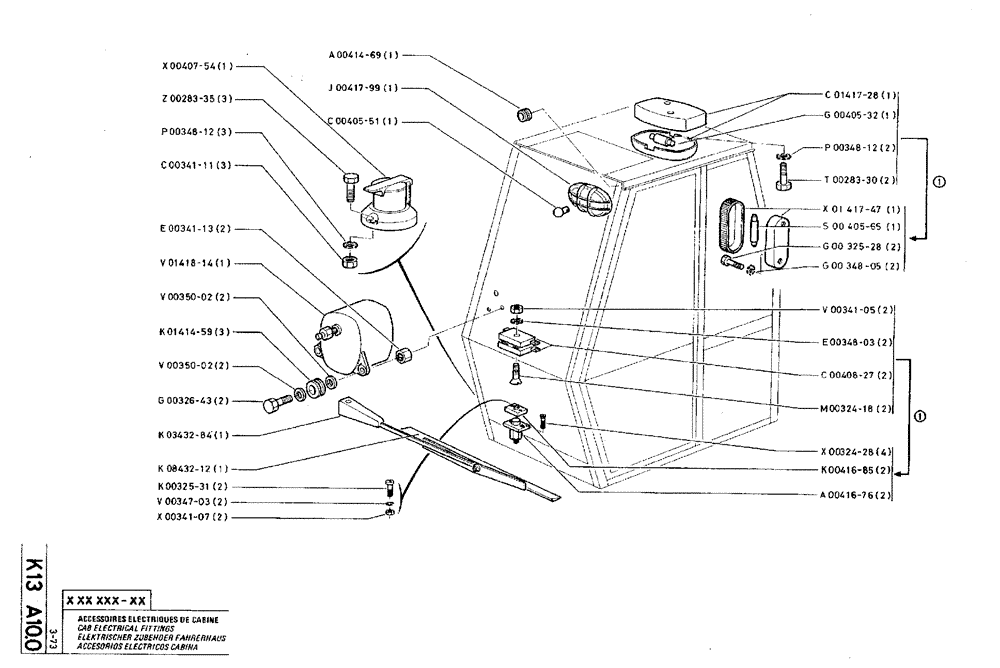 Схема запчастей Case TY45 - (K13 A10.0) - CAB ELECTRICAL FITTINGS (06) - ELECTRICAL SYSTEMS