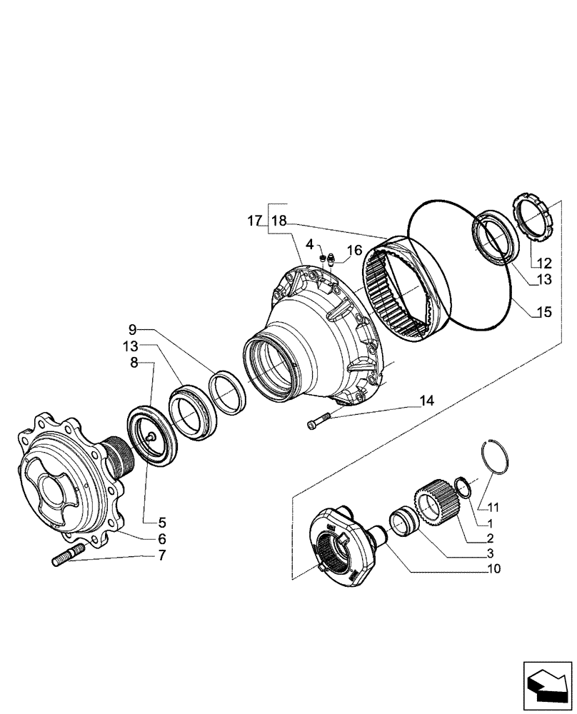 Схема запчастей Case 580SM - (27.120.02[01]) - 87395372 AXLE, REAR DRIVE - PLANETARY (580SM) (27) - REAR AXLE SYSTEM