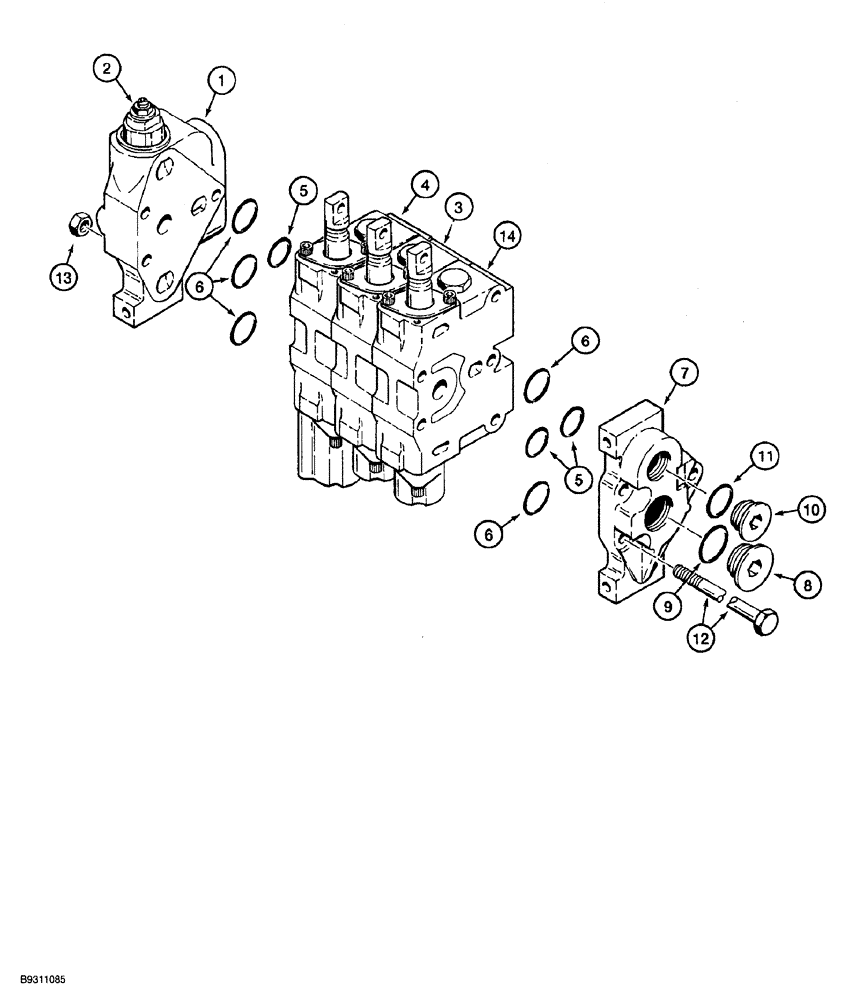 Схема запчастей Case 850G - (8-38) - 103557A1 THREE SPOOL CONTROL VALVE (07) - HYDRAULIC SYSTEM