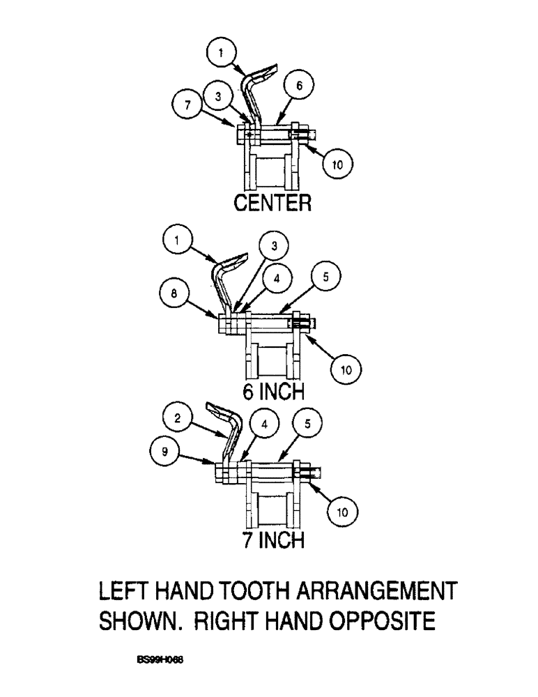 Схема запчастей Case 660 - (9-079A) - MEDIUM TIGER DIGGING TEETH, USED WITH 110,000 POUND ANTI-BACKFLEX DIGGING CHAIN (09) - CHASSIS/ATTACHMENTS