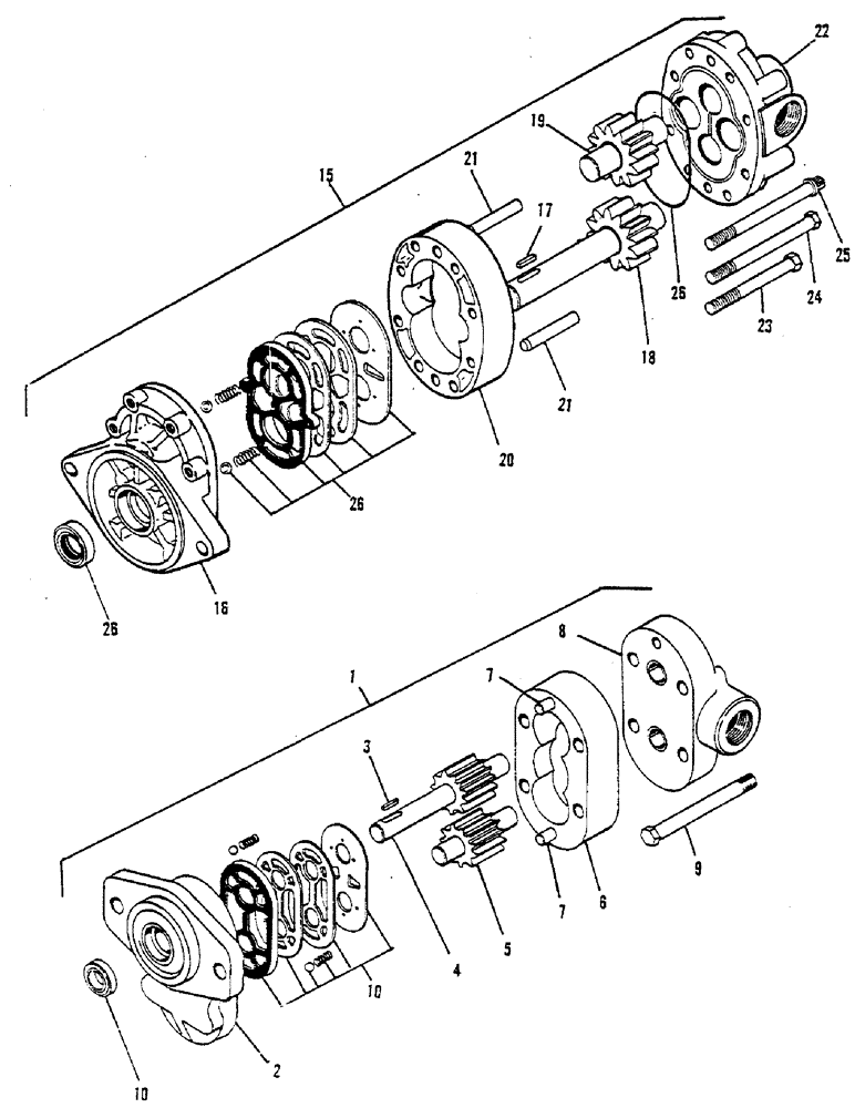 Схема запчастей Case 30 - (20) - STEERING AND BACKHOE PUMP ASSEMBLIES 