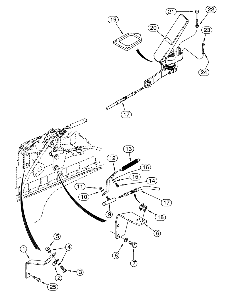 Схема запчастей Case 621C - (03-002) - CONTROLS THROTTLE, FOOT (03) - FUEL SYSTEM