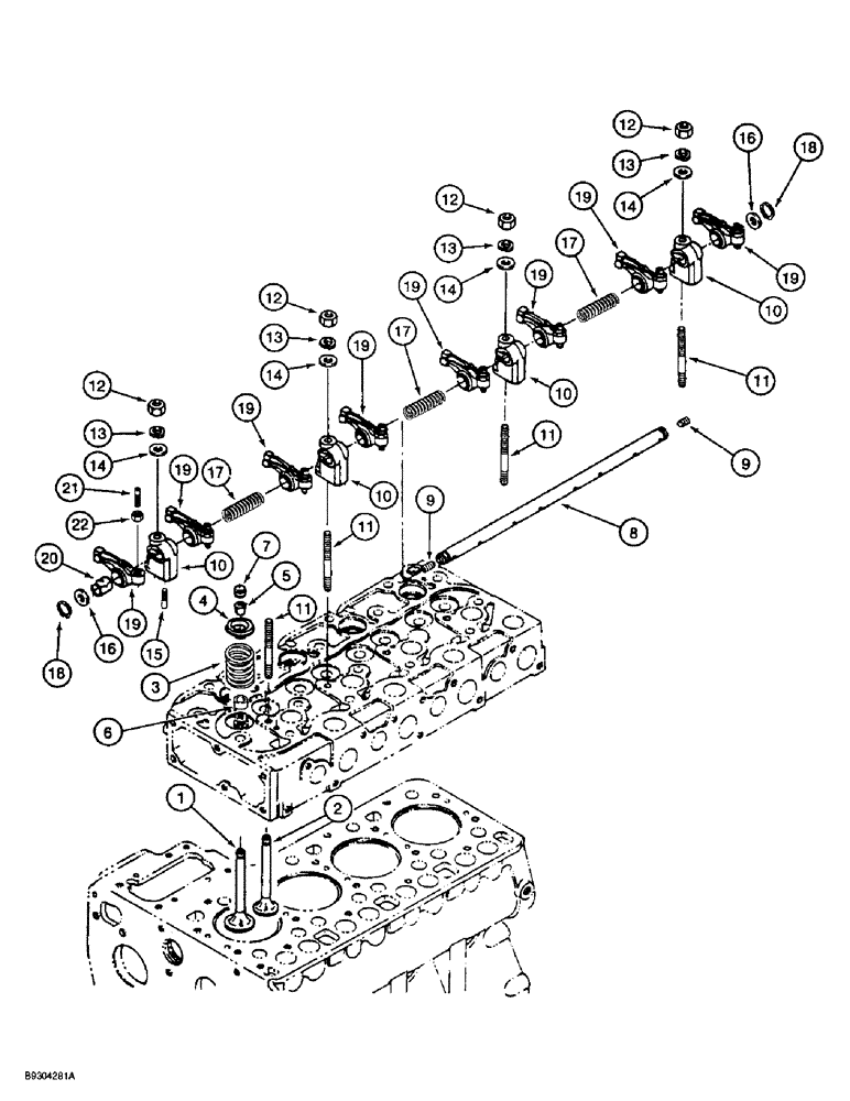 Схема запчастей Case 560 - (2-16) - VALVE MECHANISM AND ROCKER ARMS, KUBOTA V2203 ENGINE, PRIOR TO P.I.N. JAF0295741 (02) - ENGINE