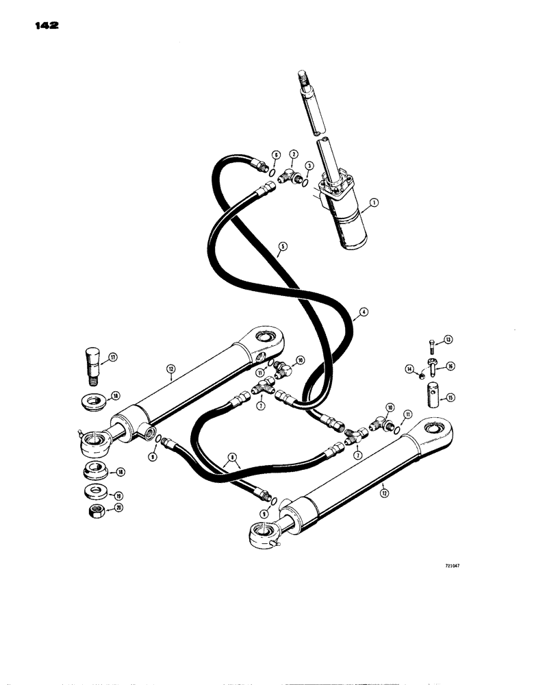 Схема запчастей Case W14 - (142) - STEERING CYLINDER HYDRAULICS (05) - STEERING