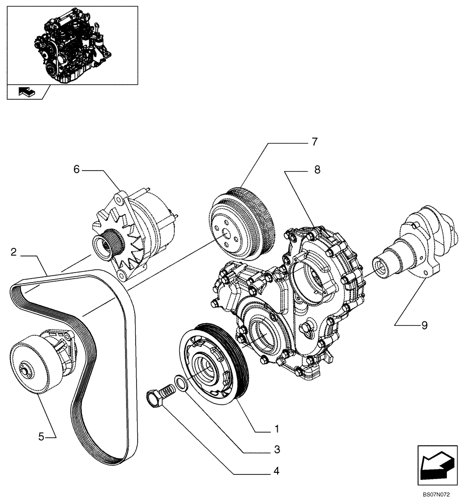 Схема запчастей Case 435 - (02-26) - PULLEY - CRANKSHAFT (87380450) (02) - ENGINE