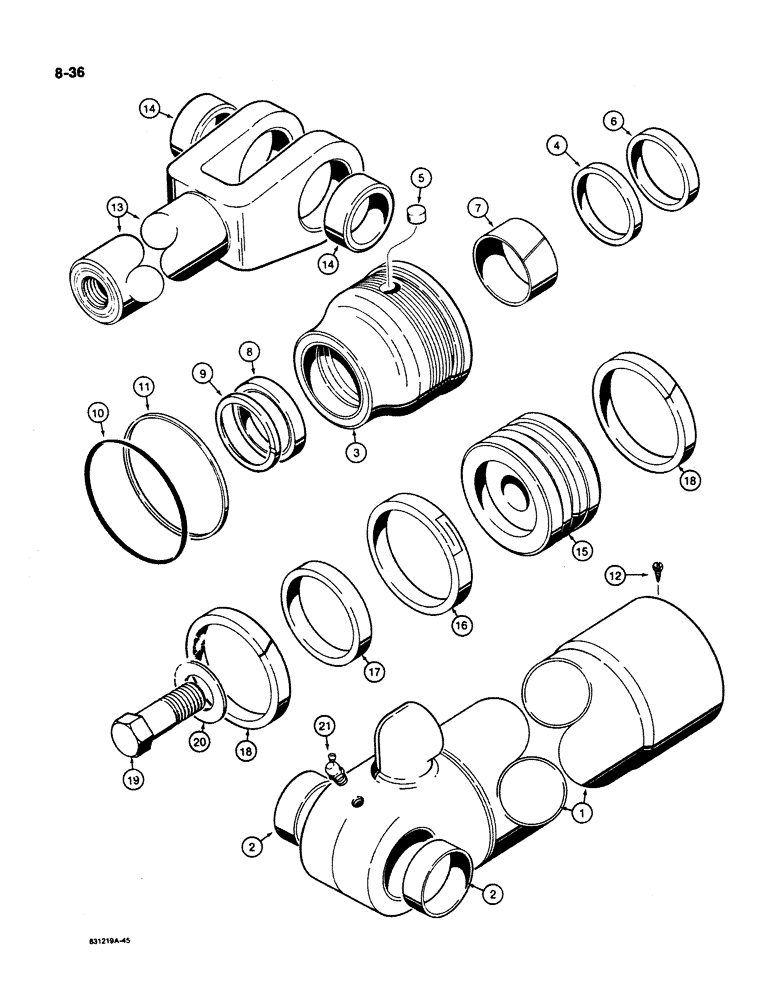 Схема запчастей Case W11B - (8-036) - G101052 AND G101053 LOADER LIFT CYLINDERS (08) - HYDRAULICS