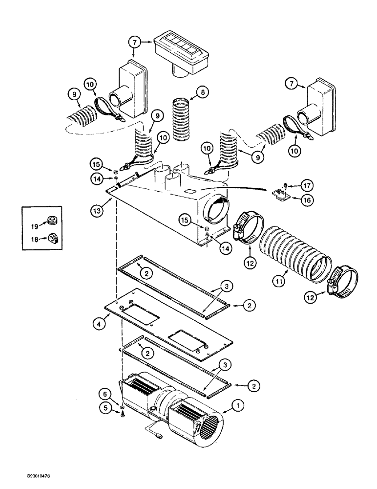 Схема запчастей Case 721B - (9-078) - HEATING AND AIR CONDITIONING PLENUM (09) - CHASSIS/ATTACHMENTS