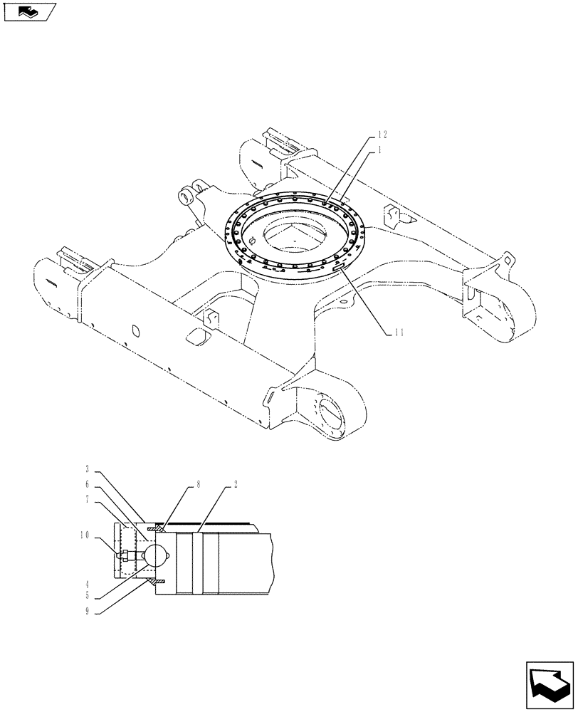 Схема запчастей Case CX55BMSR - (02-003[00]) - SLEWING RING ASSY (39) - FRAMES AND BALLASTING