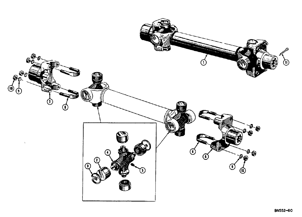 Схема запчастей Case 310E - (041) - DRIVESHAFT AND UNIVERSAL JOINTS - GAS (03) - TRANSMISSION