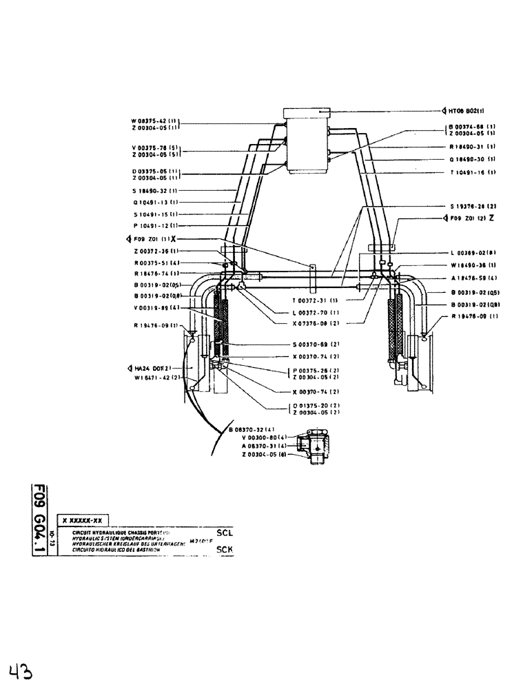 Схема запчастей Case SC150L - (043) - HYDRAULIC SYSTEM (UNDERCARRIAGE) SCL SCK 