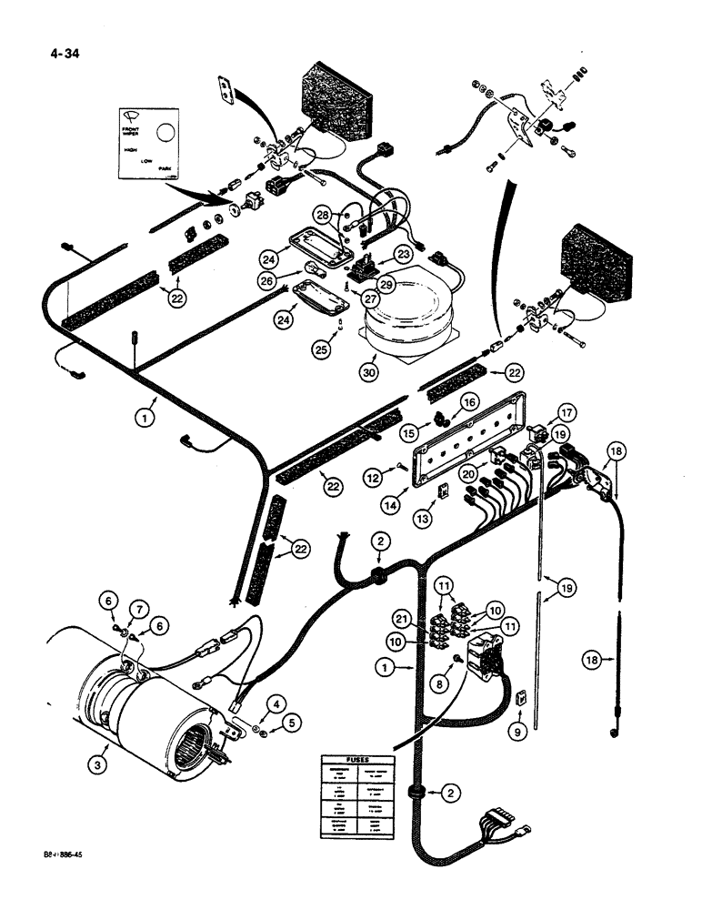 Схема запчастей Case W14C - (4-34) - CAB AND CANOPY WIRING (04) - ELECTRICAL SYSTEMS