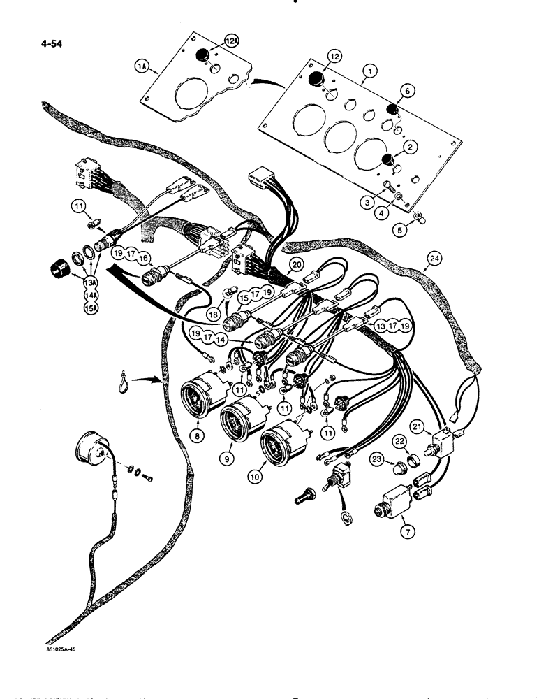 Схема запчастей Case W11B - (4-054) - ELECTRICAL SYSTEM, RIGHT-HAND INSTRUMENT PANEL, P.I.N. 9158252 AND AFTER (04) - ELECTRICAL SYSTEMS