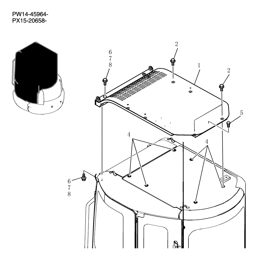 Схема запчастей Case CX36B - (185-17[1]) - GUARD ASSEMBLY, HEAD (05) - SUPERSTRUCTURE