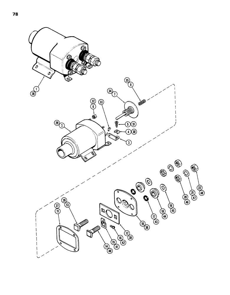 Схема запчастей Case W26B - (078) - A15358 SOLENOID (504BDT) DIESEL ENGINE USED WITH R26137 STARTER (04) - ELECTRICAL SYSTEMS