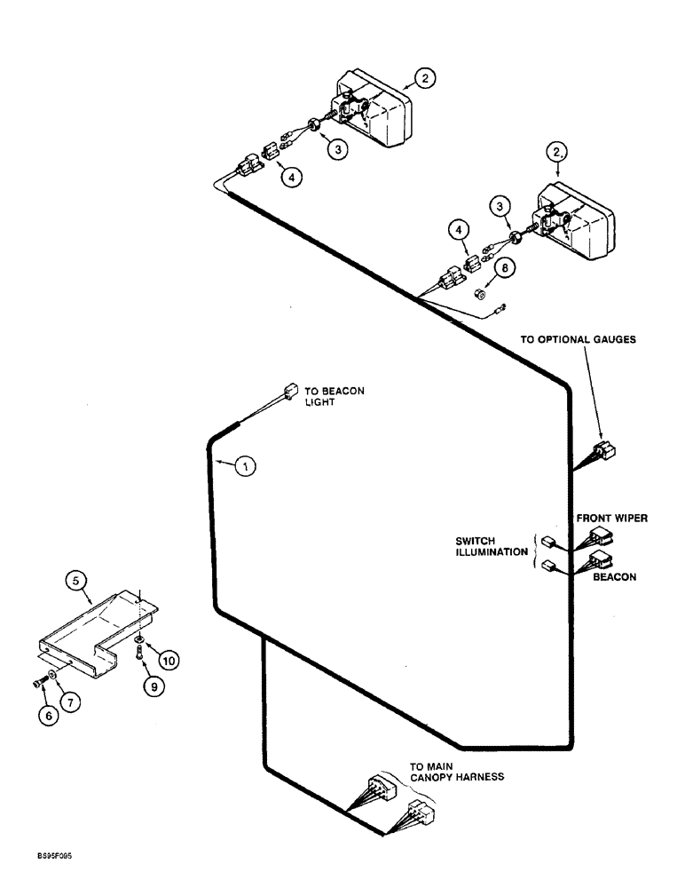 Схема запчастей Case 721B - (4-24) - CANOPY ROOF HARNESS (04) - ELECTRICAL SYSTEMS