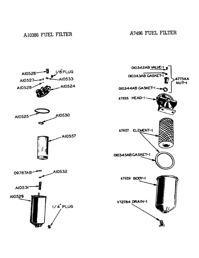 Схема запчастей Case W9 - (022) - DIESEL ENGINE, A10386 FUEL FILTER, A7496 FUEL FILTER (03) - FUEL SYSTEM