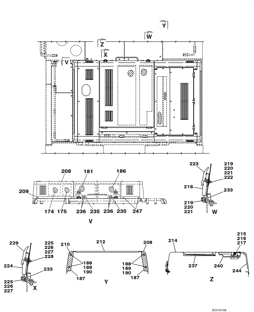 Схема запчастей Case CX800 - (09-16) - HOOD, ENGINE - INSULATION (09) - CHASSIS