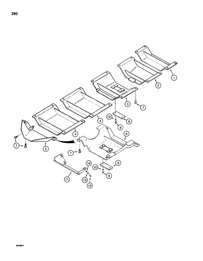 Схема запчастей Case 1150D - (390) - UNDERCARRIAGE GUARDS, LOADER MODELS (09) - CHASSIS/ATTACHMENTS