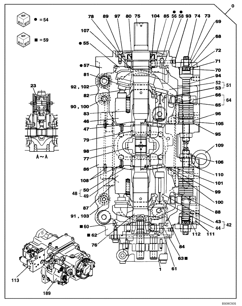 Схема запчастей Case CX130B - (08-04[01]) - HIGH PRESSURE PUMP (OPTIONAL) (08) - HYDRAULICS