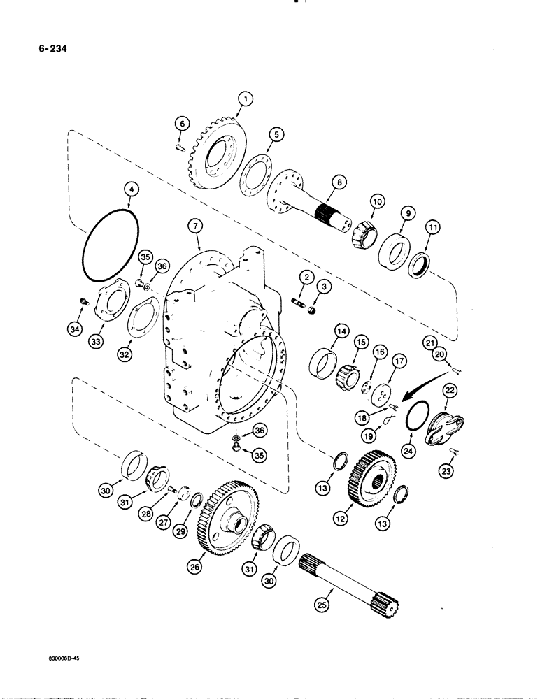 Схема запчастей Case 1455B - (6-234) - PLANETARY FINAL DRIVE, IF USED, 1450B DOZER AND 1455B LOADER MODELS PINION & FINAL DRIVE GEAR (06) - POWER TRAIN