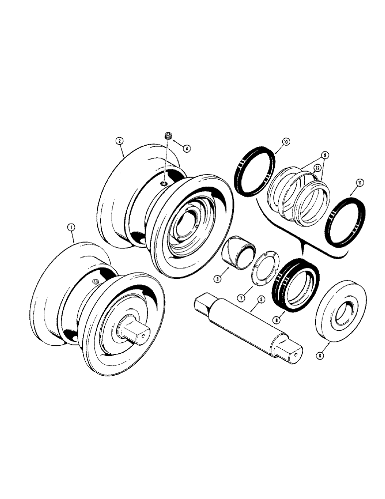 Схема запчастей Case 310G - (124) - TRACK ROLLER (FACE SEAL) (04) - UNDERCARRIAGE