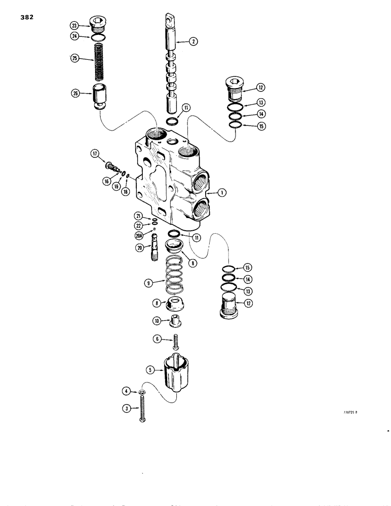 Схема запчастей Case 1150B - (382) - R30151 VALVE SECTION, DOZER ANGLE AND TILT/PITCH SECTION (07) - HYDRAULIC SYSTEM