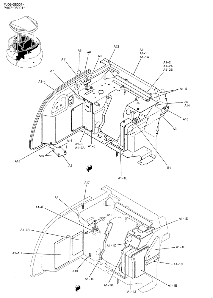 Схема запчастей Case CX50B - (01-035) - STAND ASSY, CONTROL (CANOPY) (PH03M00091F1) (05) - SUPERSTRUCTURE