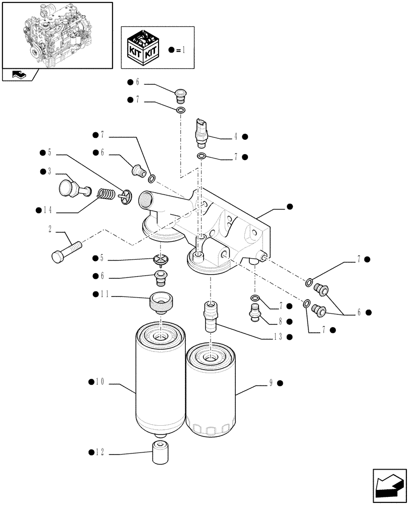 Схема запчастей Case F4DFE613B A004 - (10.206.01) - FUEL FILTER (10) - ENGINE