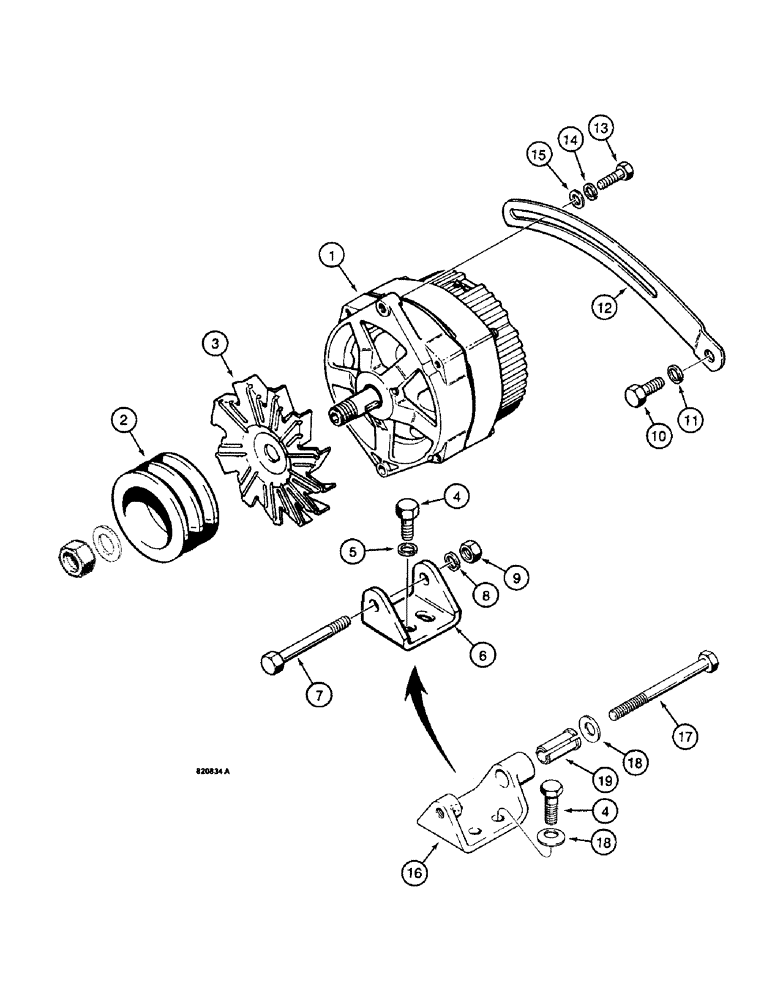 Схема запчастей Case W14 - (172) - 40 AMP ALTERNATOR AND MOUNTING PARTS (04) - ELECTRICAL SYSTEMS