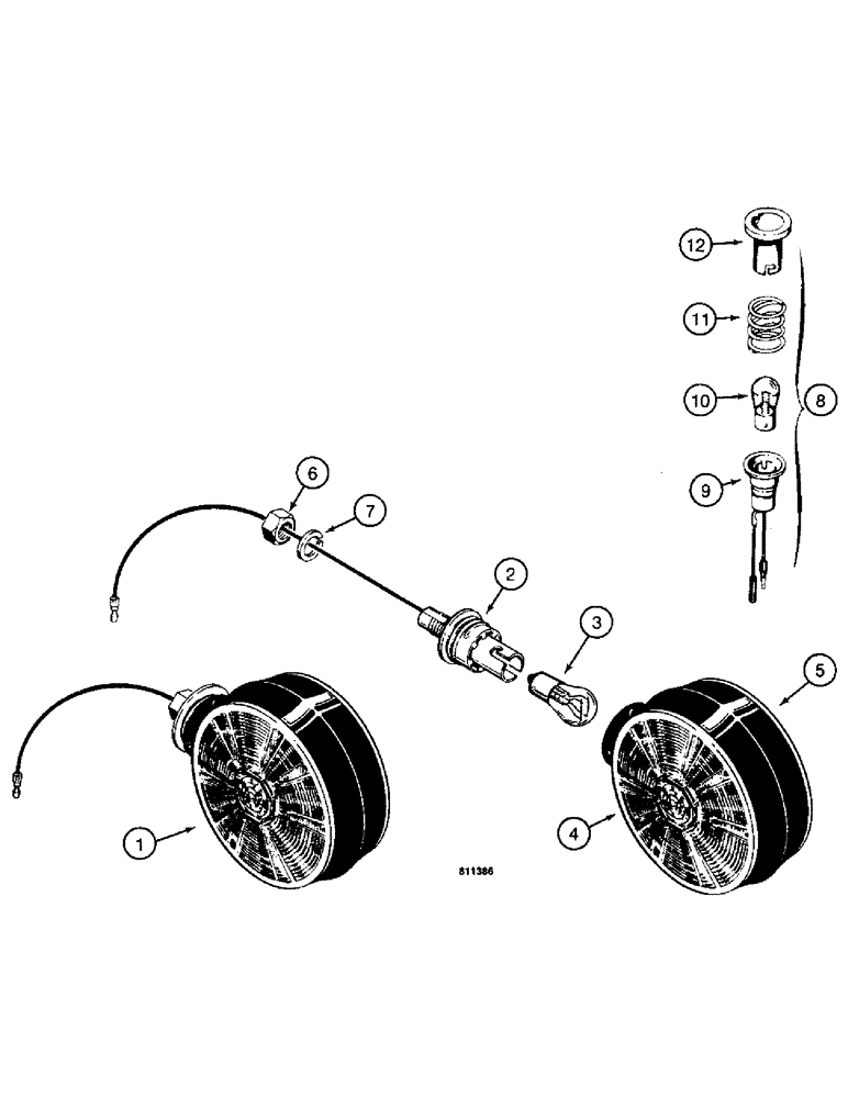 Схема запчастей Case W14FL - (192) - LAMPS, USED BEFORE PIN 9154965, STOP AND TAIL LAMP, WATER (04) - ELECTRICAL SYSTEMS