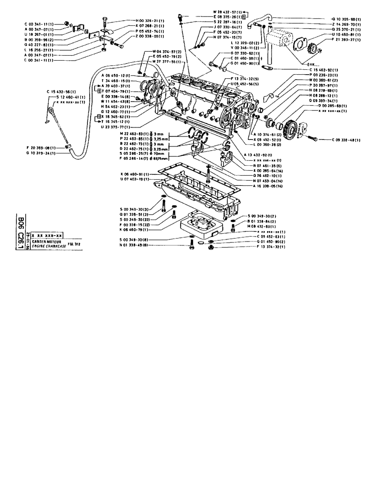 Схема запчастей Case 90BCL - (132) - ENGINE CRANKCASE F6L 912 (01) - ENGINE