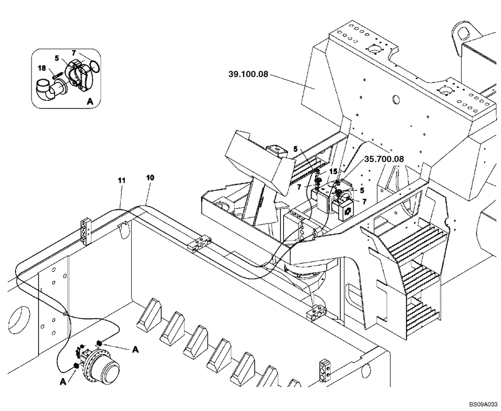 Схема запчастей Case SV212 - (35.353.06[01]) - LINES, FRONT DRUM DRIVE (ACE) (SM SV) - BSN DDD003017 (35) - HYDRAULIC SYSTEMS