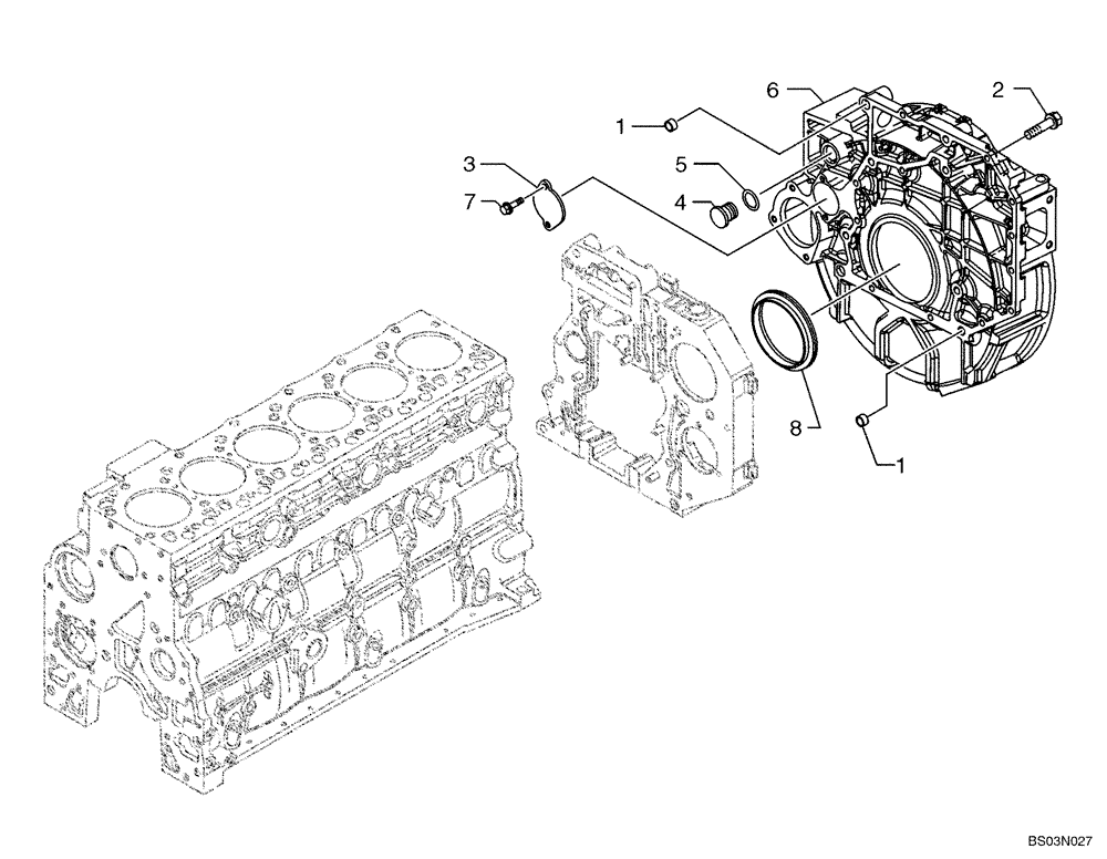 Схема запчастей Case 621E - (02-29) - FLYWHEEL HOUSING (02) - ENGINE