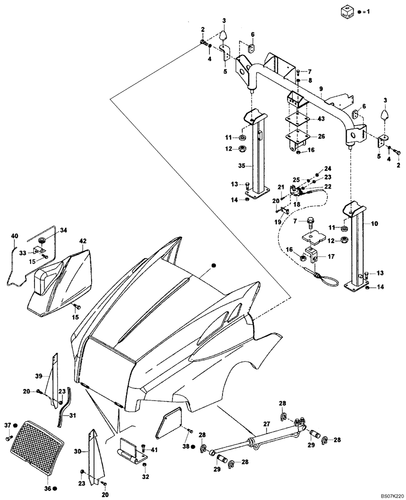 Схема запчастей Case 330B - (59A00000541[001]) - HOOD INSTAL (UNTIL P.I.N. HHD0330BN7PGXXXXX) (87559892) (10) - Cab/Cowlings