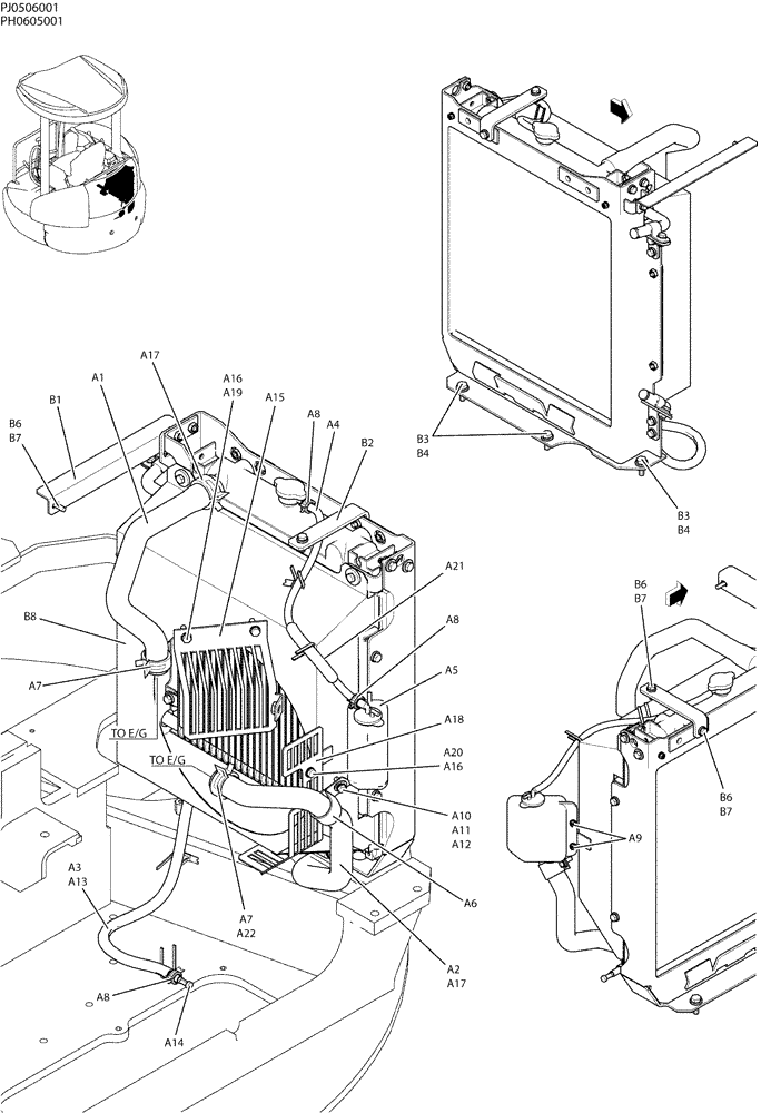 Схема запчастей Case CX50B - (01-007) - RADIATOR INSTAL (10) - ENGINE