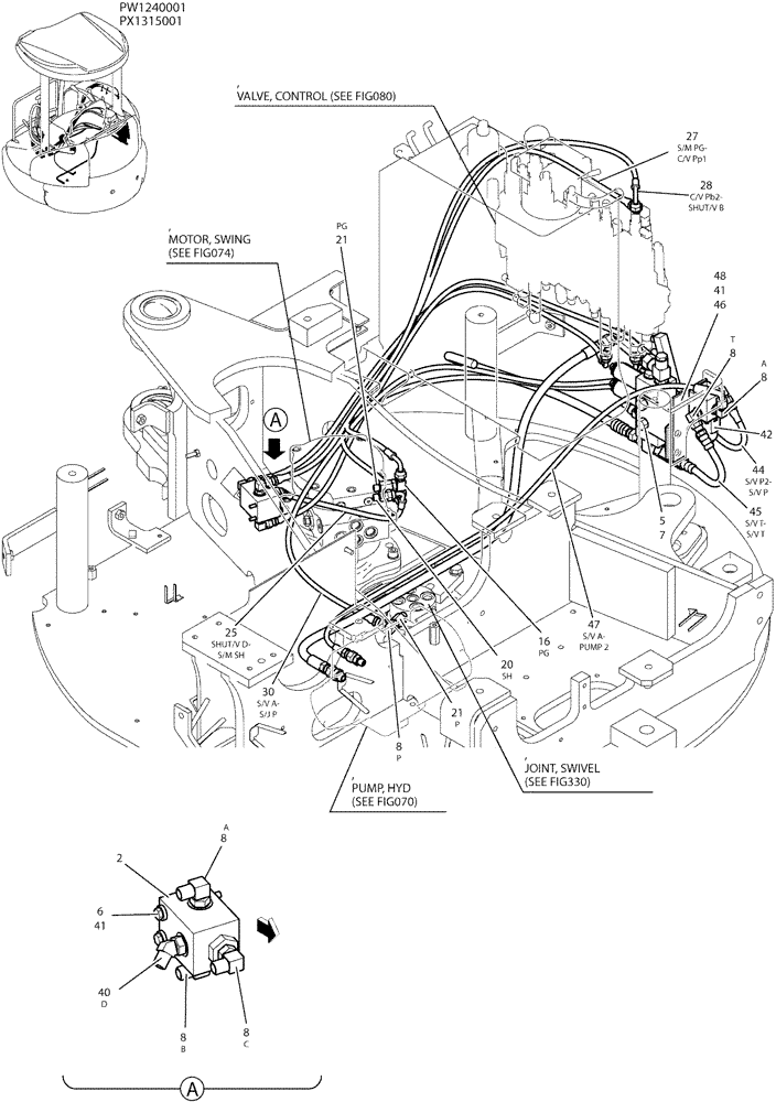 Схема запчастей Case CX36B - (05-007[01]) - CONTROL LINES, REMOTE (COOLER), P/N PW64H00047F1 (35) - HYDRAULIC SYSTEMS