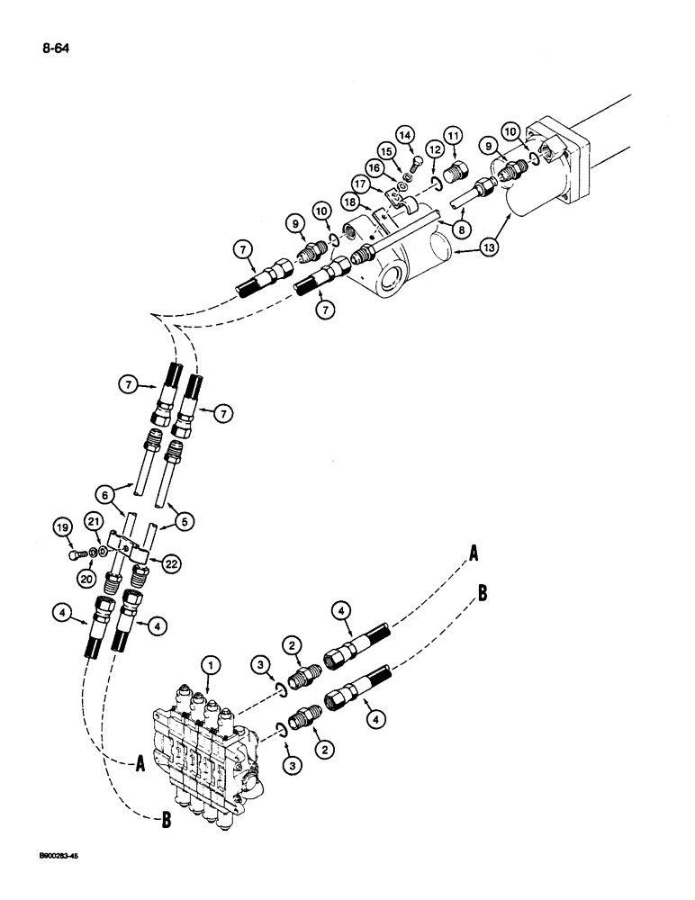 Схема запчастей Case 1085C - (8-064) - ARM CYLINDER HYDRAULIC CIRCUIT, MODELS WITH EXCAVATING BOOM (08) - HYDRAULICS