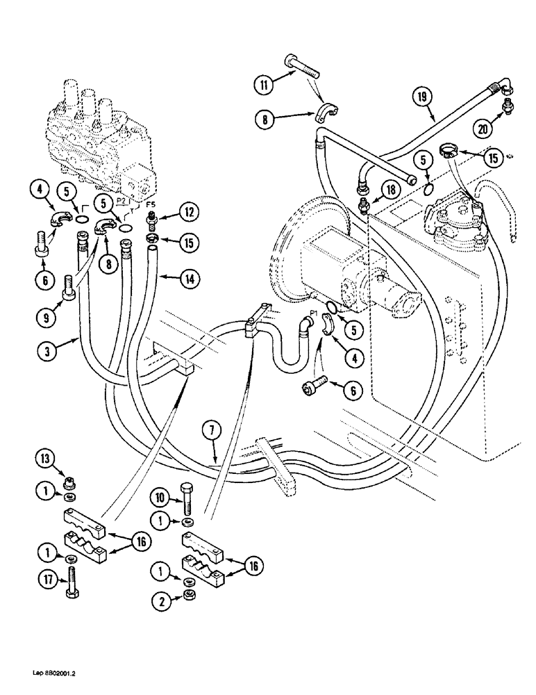 Схема запчастей Case 1088 - (8B-10) - HYD. PUMP LINES, PUMP TO ATTACHMENT CNTRL. VALVE P.I.N. FROM XXXXX & SFT., P.I.N. FROM XXXXX & AFT. (08) - HYDRAULICS